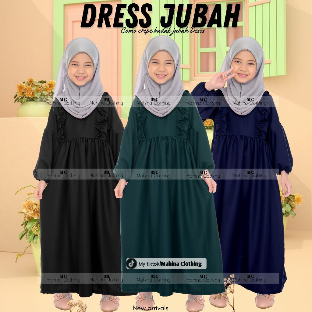 muslimah budak kaftan jubha dress como crepe | Shopee Malaysia