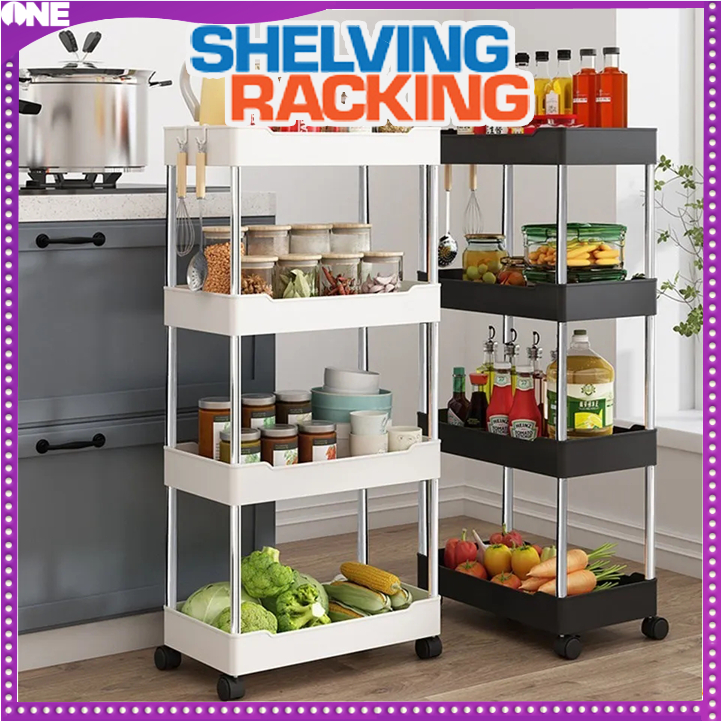 FJONE 3/4 Tier Multifunction Storage Trolley Rack Storage Rack Storage ...