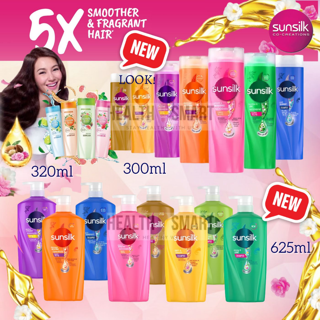 Sunsilk Shampoo 300ml/ 625ml Smooth Soft/ Smooth & Manageable/ Lively ...