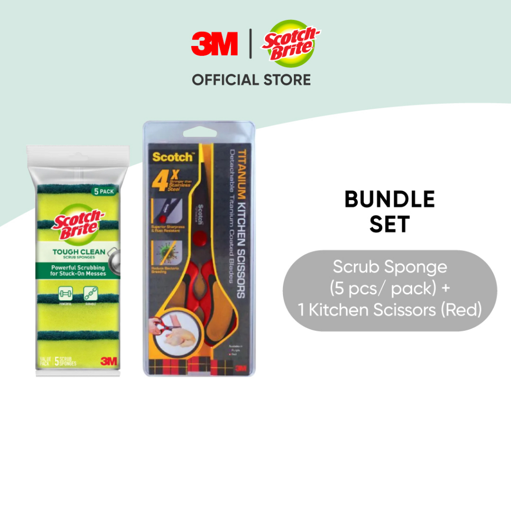 [Bundle Set] Scotch Brite Heavy Duty Scouring Scrub Sponge + Scotch