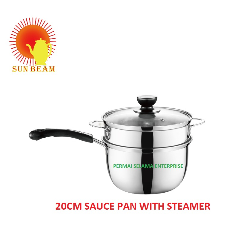 SUN BEAM 20cm Stainless Steel 201 Sauce Pan + Steamer Bakelite Handle ...