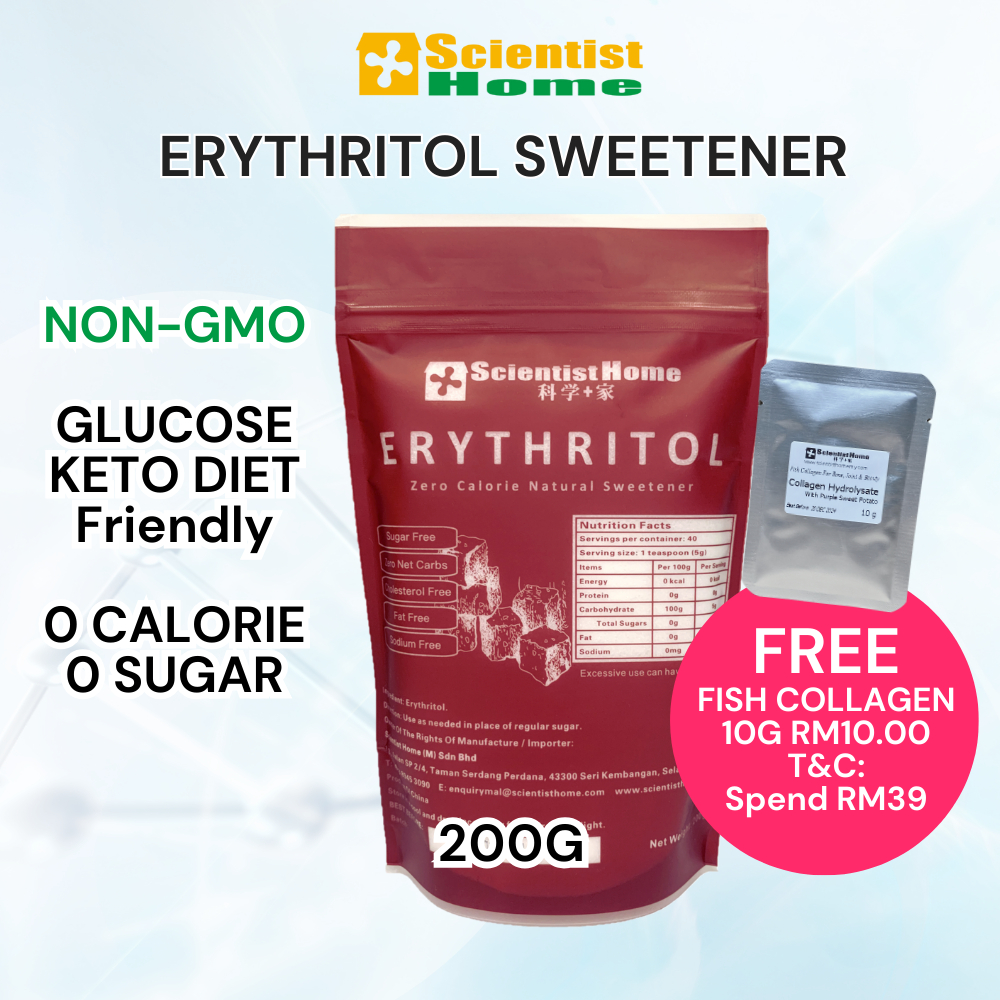 SCIENTIST HOME Erythritol Sweetener 200g Natural Sugar Replacement