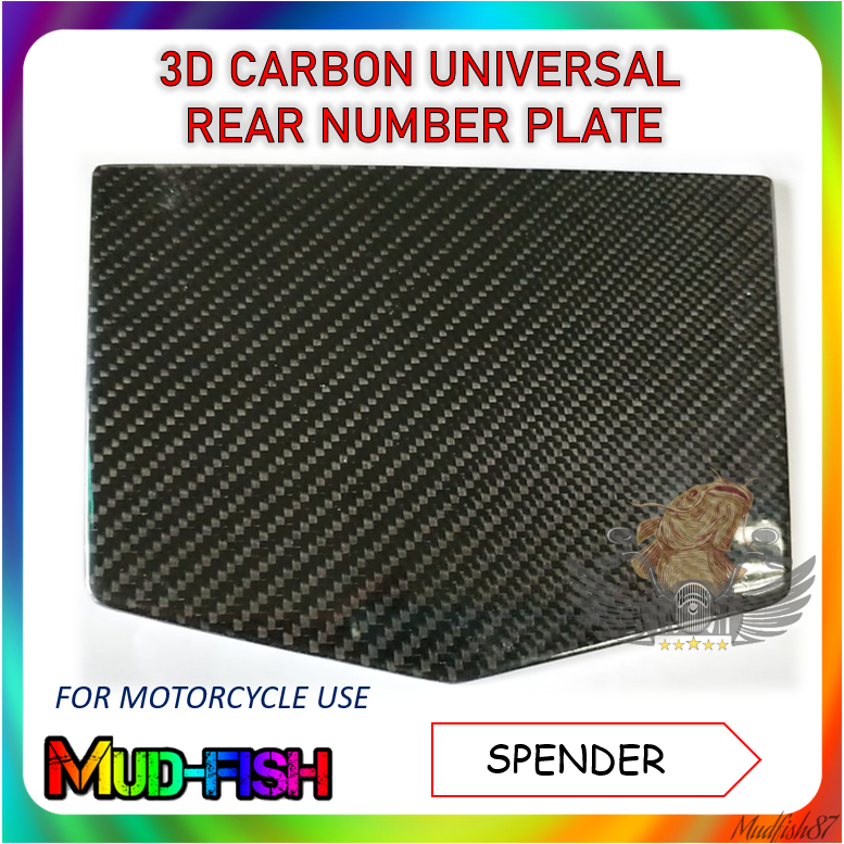 UNIVERSAL 3D REAR NUMBER PLATE FOR MOTORCYCLE SPENDAR (CARBON) | Shopee ...