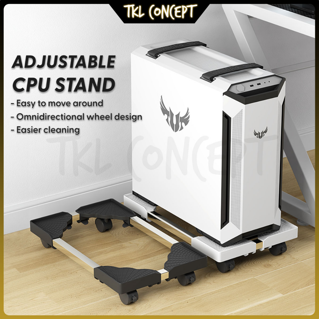 【TKL】Adjustable CPU Stand Wheel Roda 360 Rotating PC Tray Desktop Rack