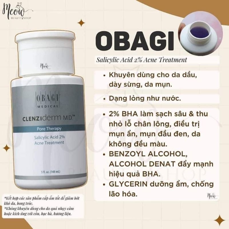 Nước Hoa Hồng Trị Mụn Obagi BHA Clenziderm MD Pore Therapy 2