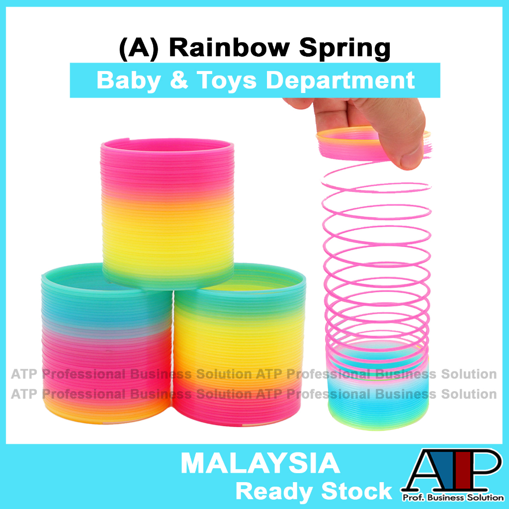 Toy🪅Colorful Rainbow Ring Plastic Coil Spring Toy Rainbow Circle Funny ...