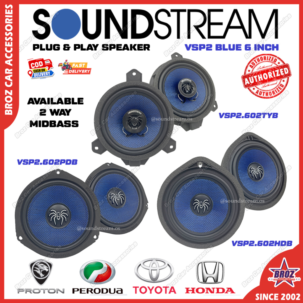 100% Original SOUNDSTREAM VSP2 Blue Red Series Mid Bass 2 Way Plug&Play ...