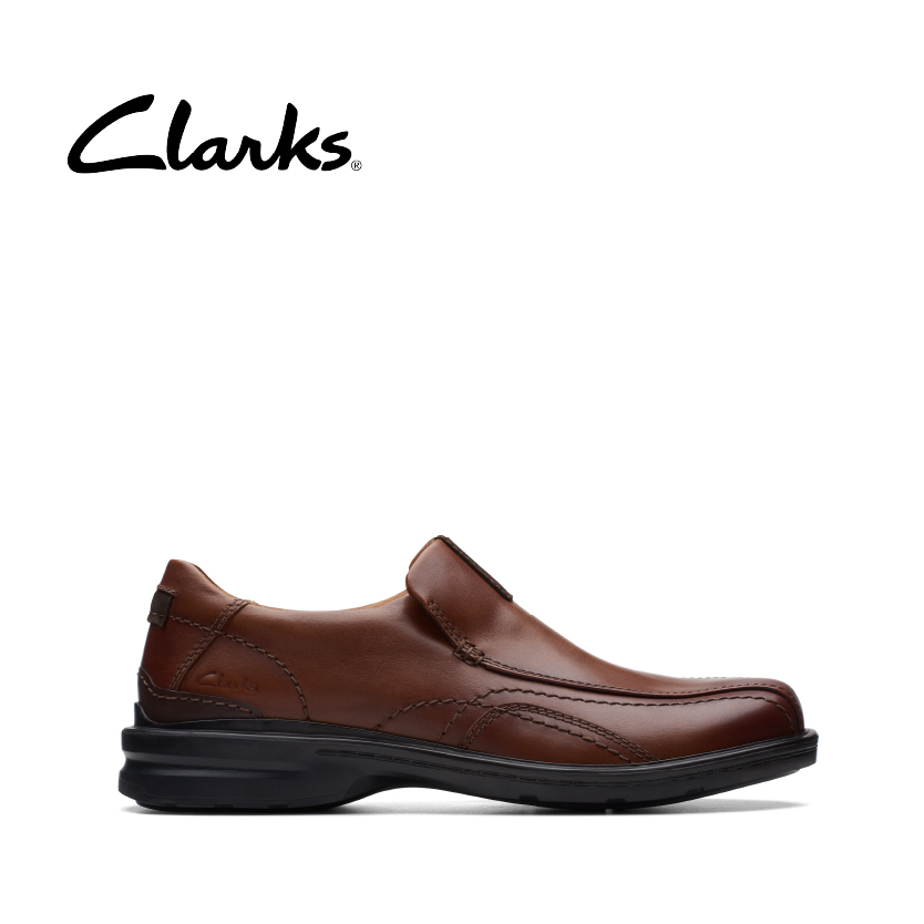 CLARKS Men's Gessler Step Dark Tan Lea Shopee Malaysia