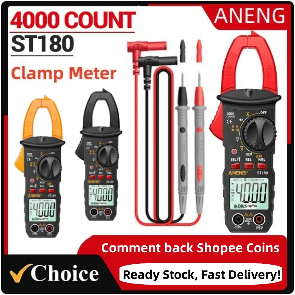 Multimètre Pince Numérique ANENG ST180 - Mesure Tension AC/DC, Courant, Capacité - True RMS