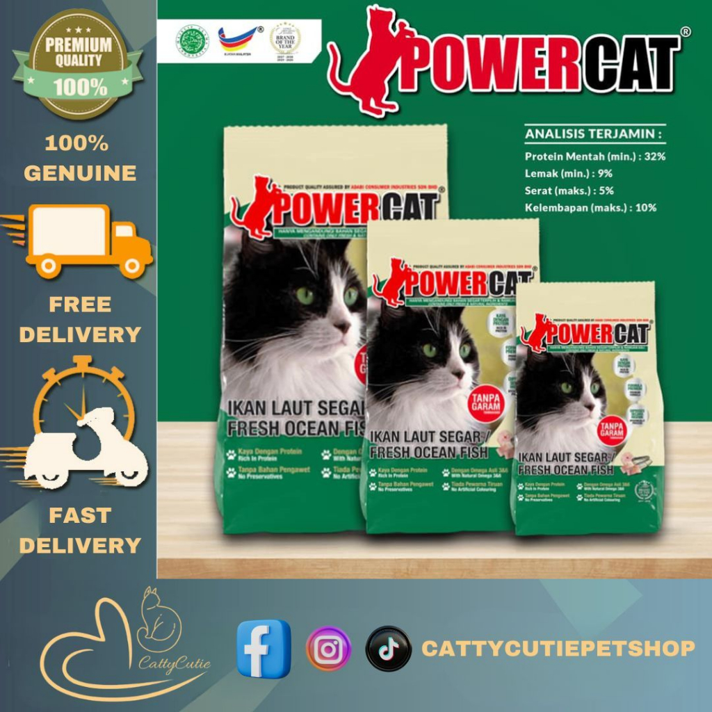 💯 ORIGINAL POWERCAT FRESH OCEAN FISH CAT FOOD MAKANAN KUCING 🔥💥 REPACK