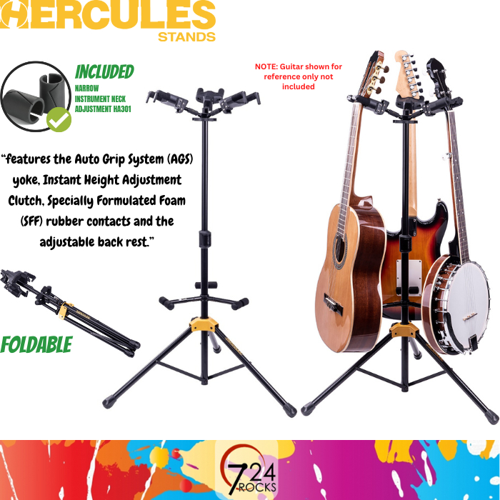 Hercules Stand Hercules GS432B PLUS Tri Guitar Stand with Auto Grip