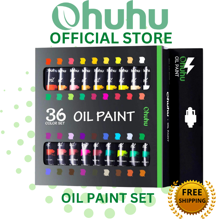 Ohuhu Oil Paint Set, 24 Oil-Based Colors, 12ml/0.42oz x 24 Tubes Non-Toxic Oil Painting Set Supplies for Canvas Painting Artist Kids Beginners