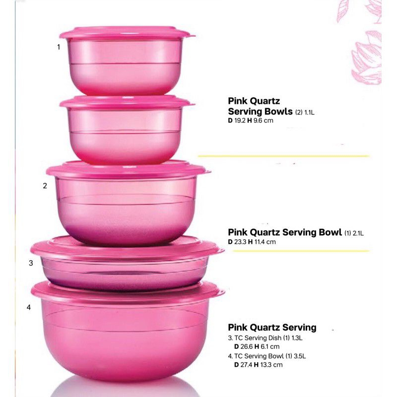 Tupperware - Pink Quartz Serving Bowl | Shopee Malaysia