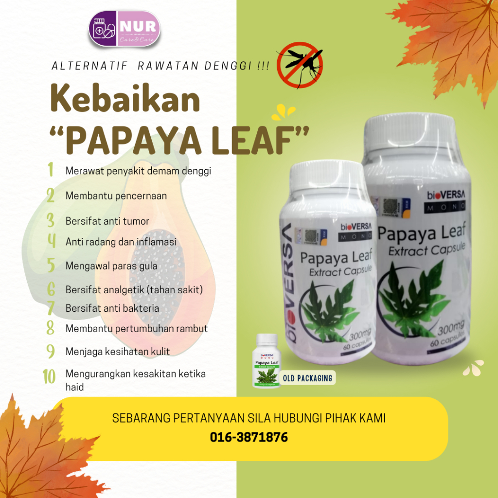 alternatif-rawatan-denggi-bioversa-papaya-leaf-extract-capsule-300mg