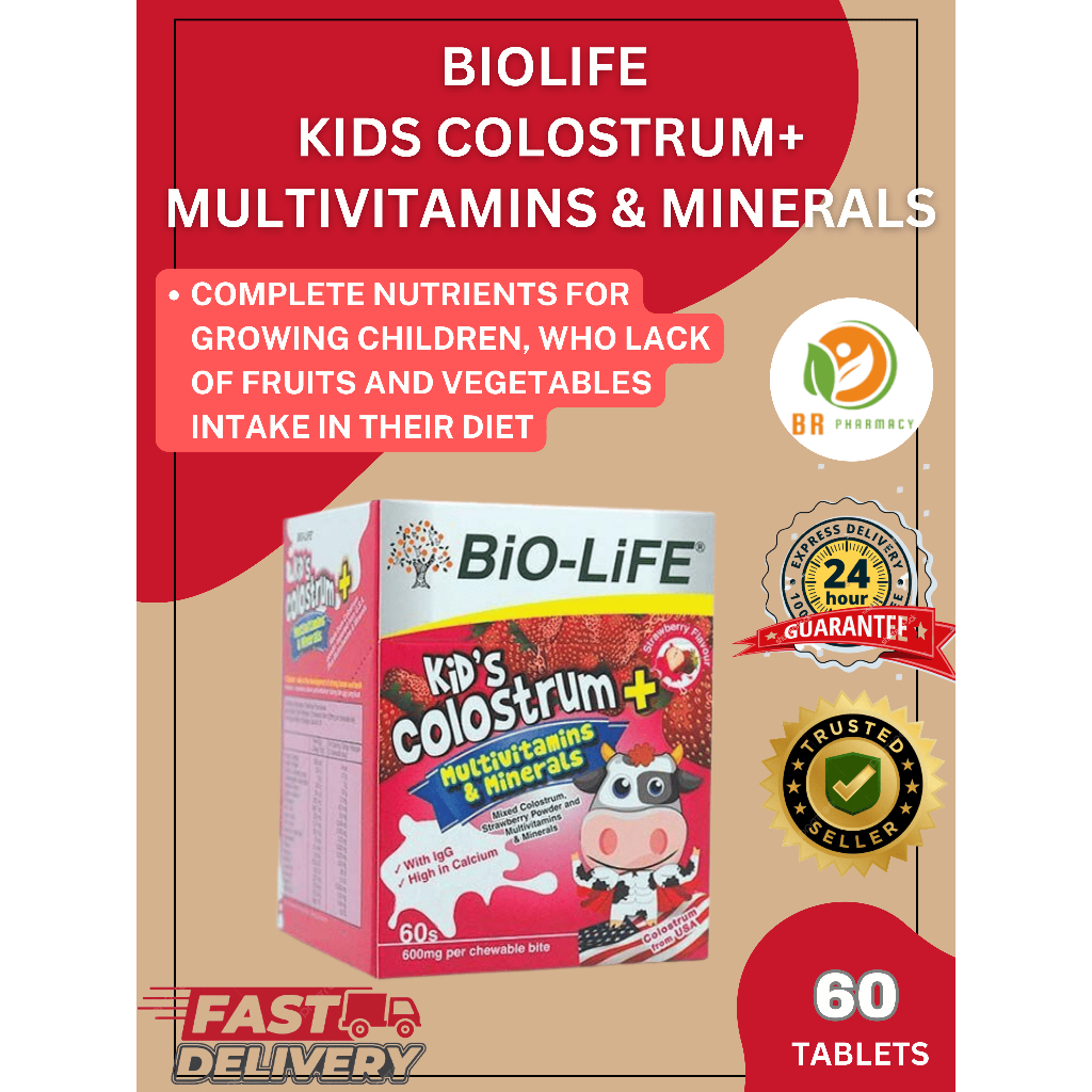 BioLIFE Kids Colostrum + Multivitamin and Mineral Strawberry 60S (EXP