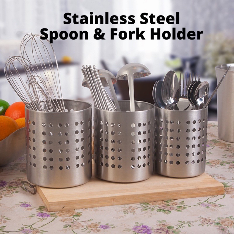 Round Stainless Steel Utensil Cutlery Chopstick Holder / Stainless ...
