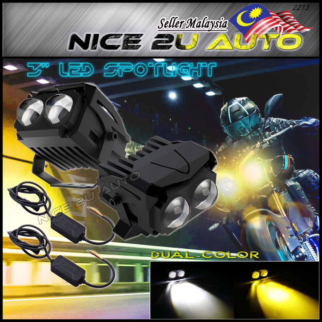 3'' 100W Rectangle Led Work Light Bar Dual Color Motorcycle Lights Sport Light Motorcycle 1224V