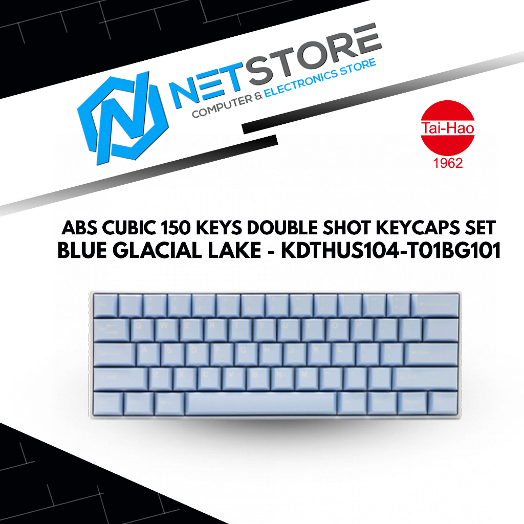TAI-HAO ABS CUBIC 150 KEYS DOUBLE SHOT KEYCAPS SET - BLUE GLACIAL LAKE ...