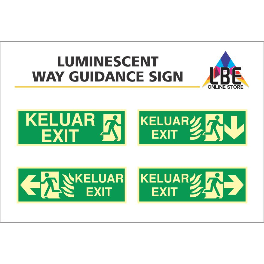 Exit Sign Glow In The Dark (300mm x 100mm) Shopee Malaysia