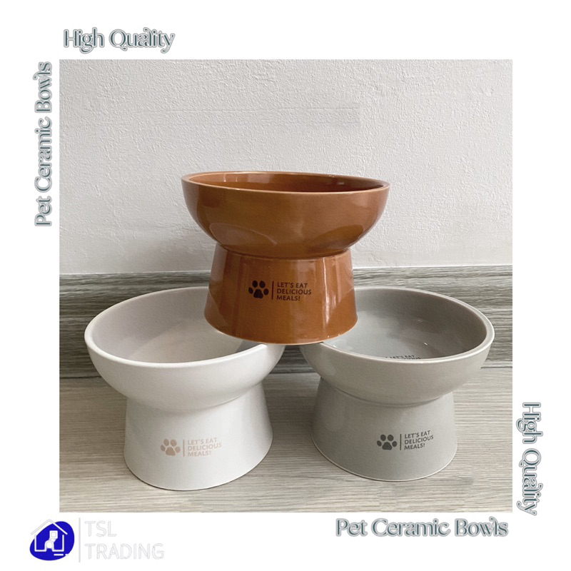 Pet Ceramic Bowls Pet Feeder Bekas Makanan Kucing Seramik Cat Bowls Cat ...