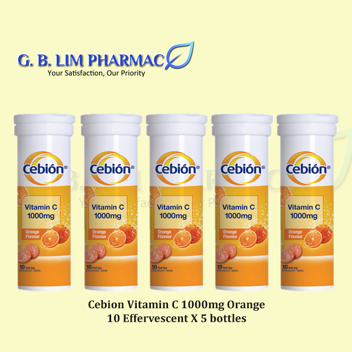 Cebion Vitamin C 1000mg Effervescent Tablets 10's X 5 bottles NO BOX (EXP 30JUNE2025