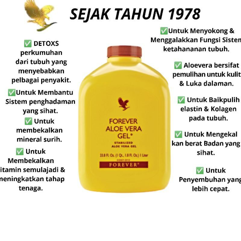 FOREVER LIVING ALOE VERA GEL 1LITRE [100% ORIGINAL HQ] | Shopee Malaysia