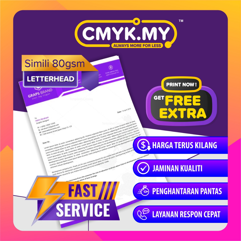 [HARGA CETAK] Letterhead Custom Printing Material Simili paper(HARGA ...