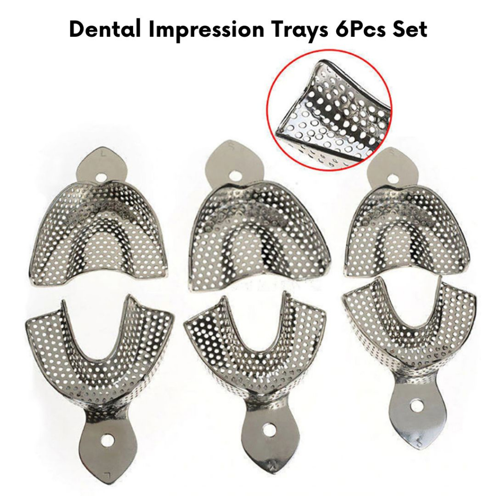 2 Metal Dental Impression Trays set X-Large Perforated Upper & Lower