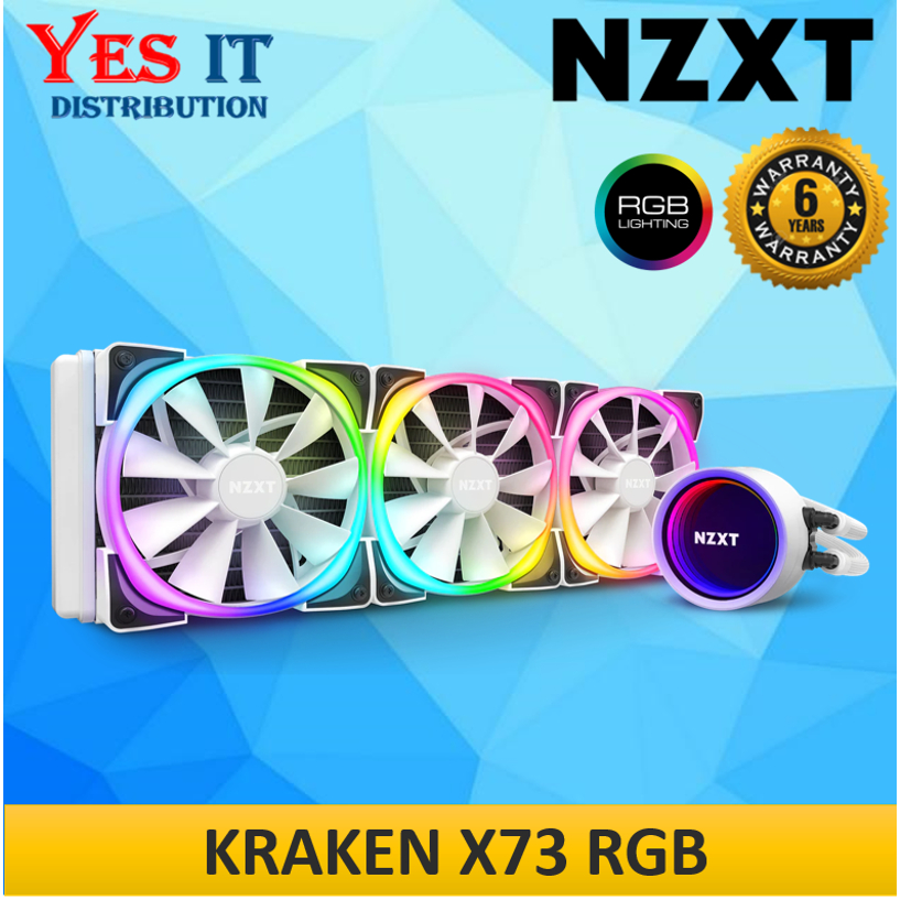 NZXT KRAKEN X73 RGB Series White AIO Liquid Cooler With White Aer RGB ...
