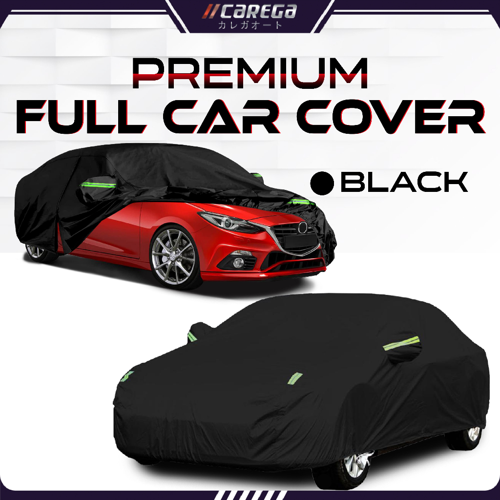 Premium Black Full Car Cover Outdoor Protection Waterproof Water
