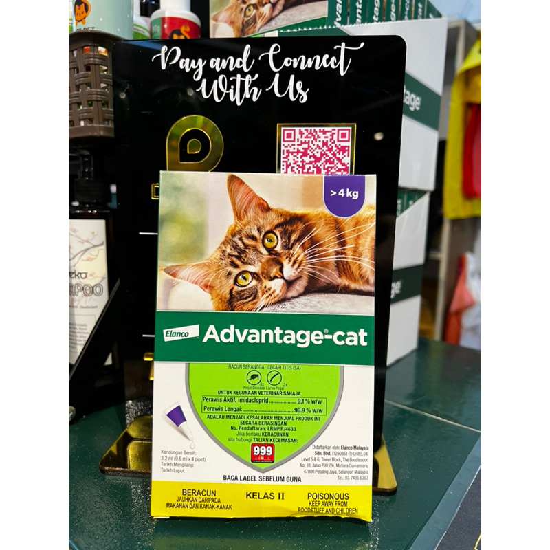 bayer advantage cat spot on flea treatment for cat s/m (ubat kutu