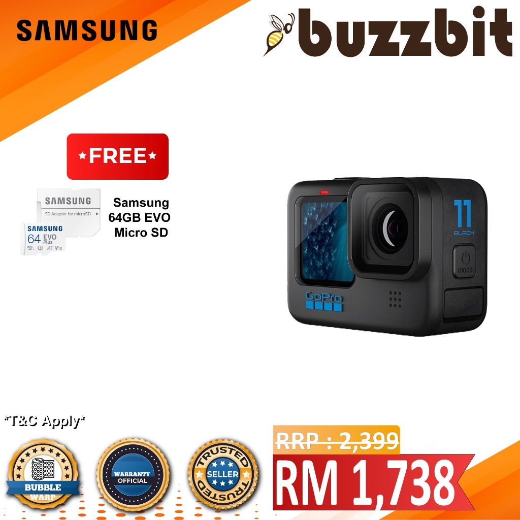 GoPro Hero 11 Black with 64GB Micro SD Card (Gopro Malaysia Warranty