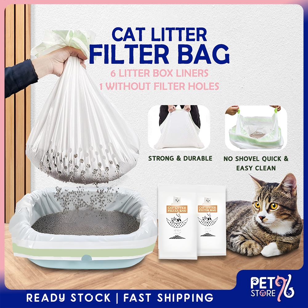 [6+1] 🇲🇾Stock Cat Litter Filter Bag Portable Hygienic Drawstring