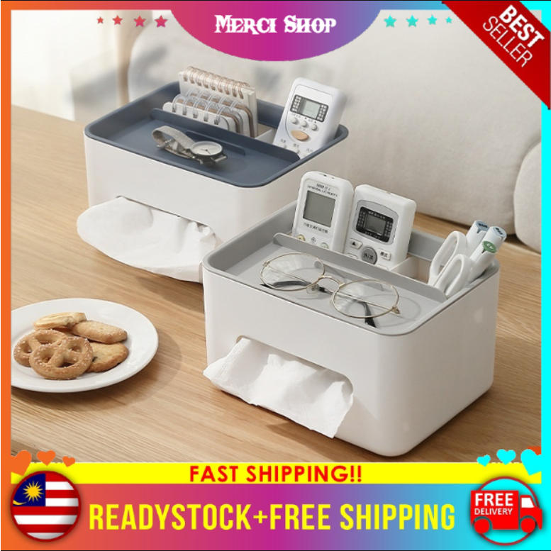 MS Tissue Box Napkin Holder Remote Control Storage Desk Organizer ...