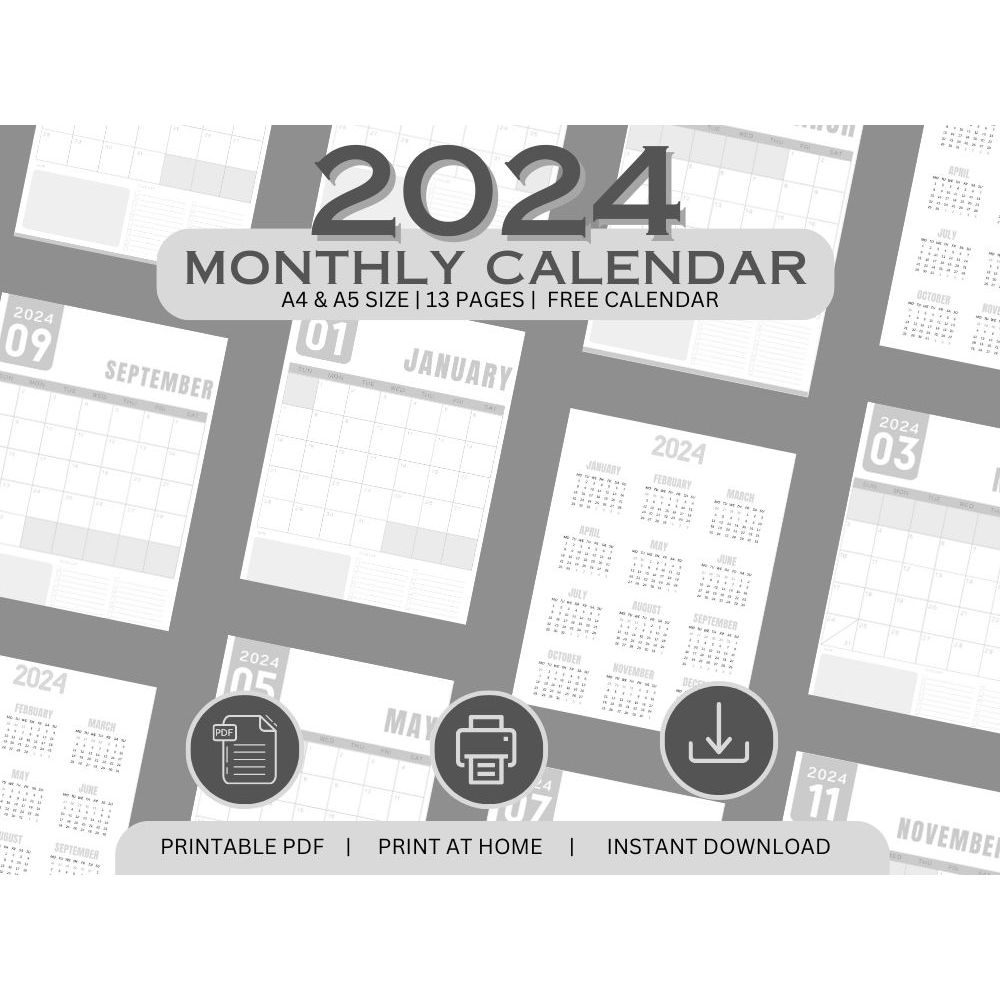 2024 Minimalist Aesthetic Monthly Planner (A4/A5) Shopee Malaysia