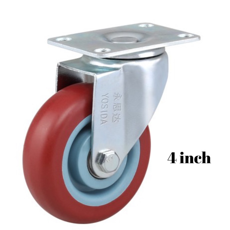 Heavy Duty PU Castor Wheels Trolley Caster 3” 4” 5” Swivel Rigid Brake ...