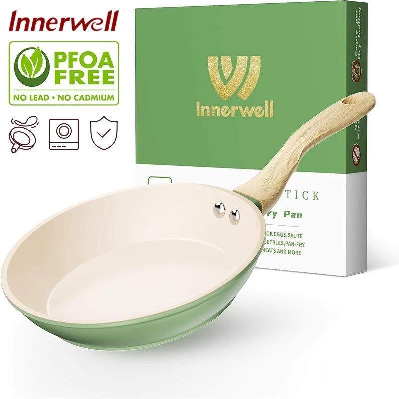 Innerwell Green Non Stick Frying Pan Healthy Ceramic 8 Inch Fry Pan