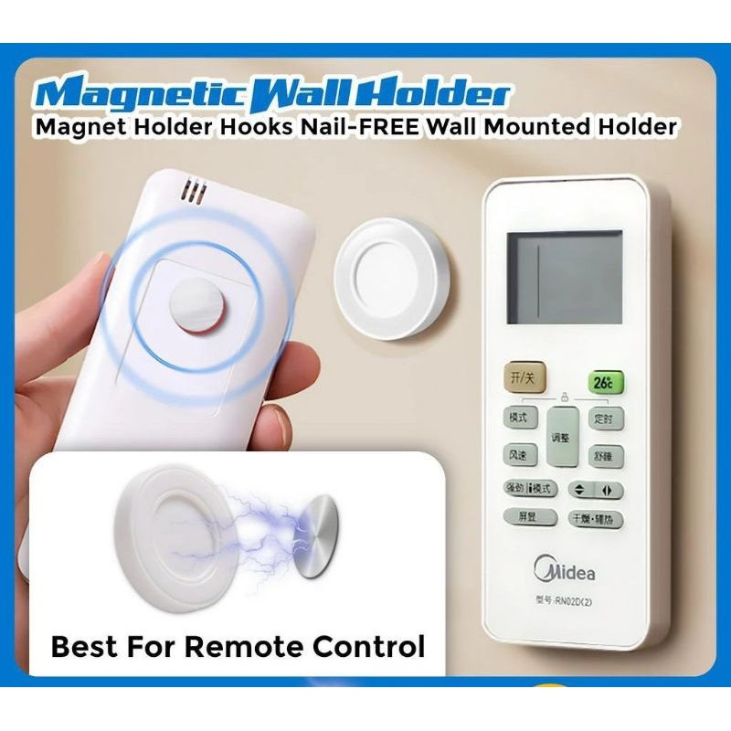 Magnetic Remote Control Holder Wall Mount Hook Self-adhesive / Pemegang ...