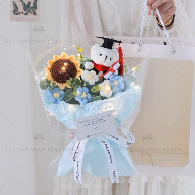 {Handmade} Graduation Knitted Flower/ Knitted flower bouquet/ Flower ...