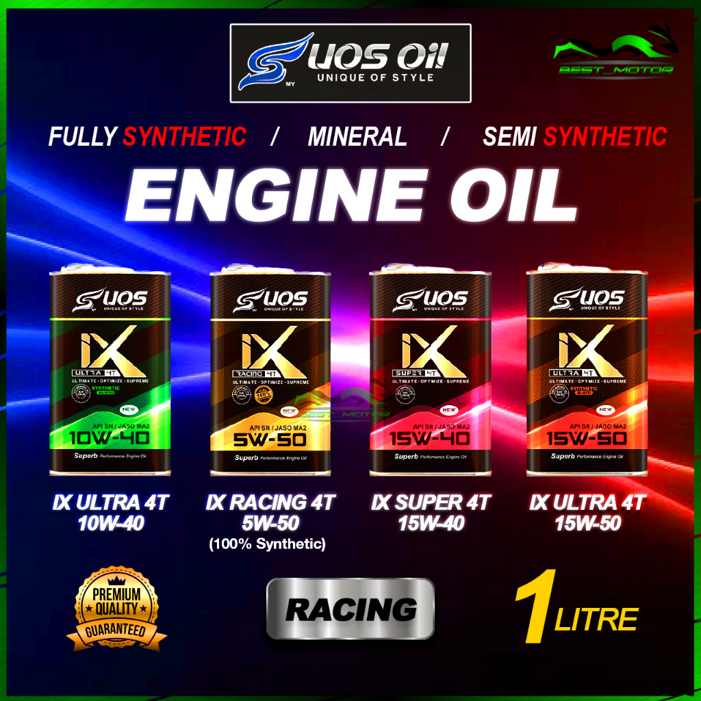 UOS ENGINE OIL 1 LITRE 4T FULLY SYNTHETIC / SEMI SYNTHETIC / MINERAL ...