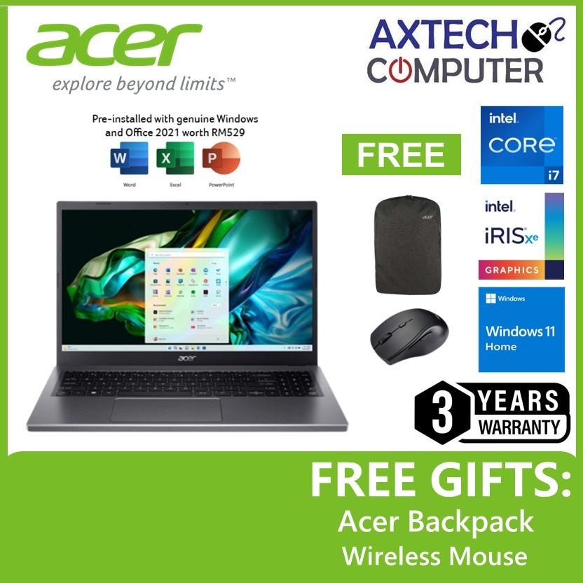 Acer Aspire 5 A515-58M-77DY 15.6'' FHD Laptop Steel Gray ( I7-1355U ...