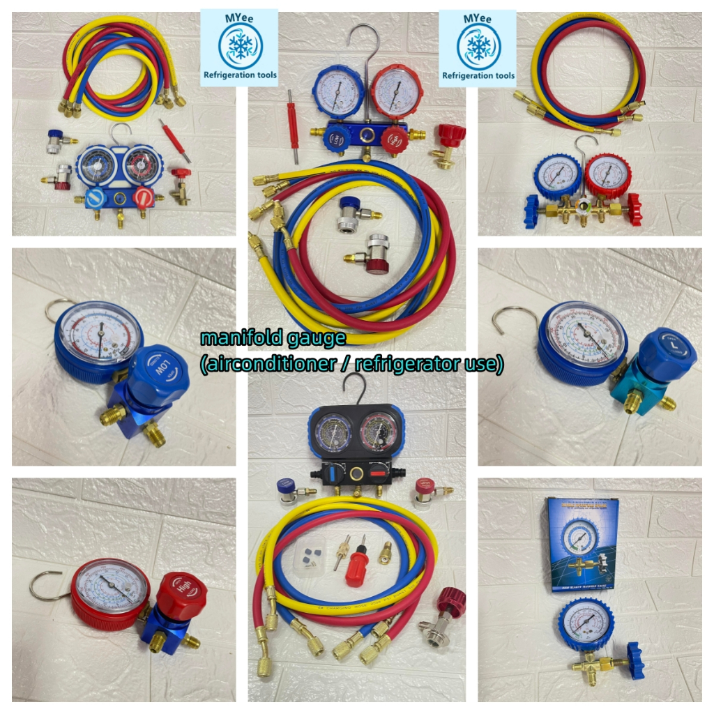 Analog manifold gauge refrigeration set gas meter double / single check