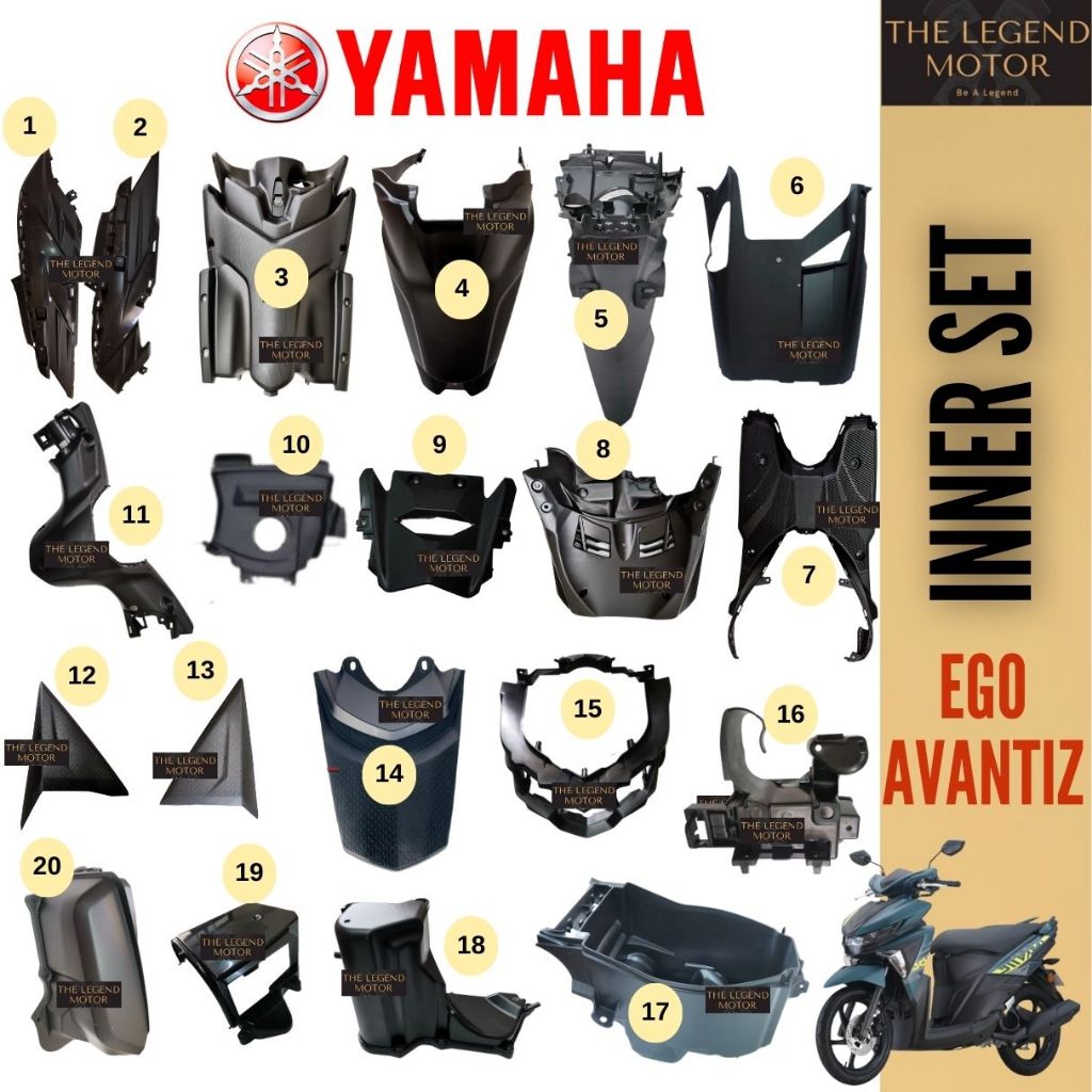 EGO AVANTIZ AVANTIS Inner Full Set Part Hitam Coverset Black Side Head Lamp Fender 2SX H212B 00