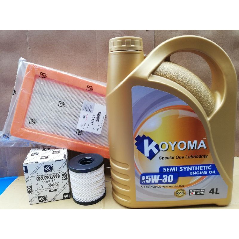 PEUGEOT 308,3008,508,5008 TURBO AIR FILTER + OIL FILTER + KOYOMA 5W30
