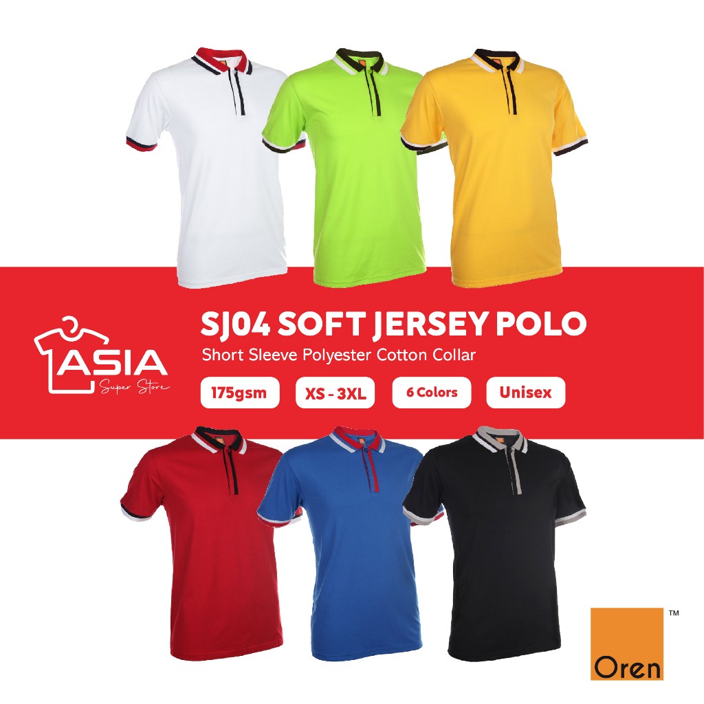 OREN SPORT Plain Polo Tee Cotton Tshirt 190gsm Collar Tshirt Baju