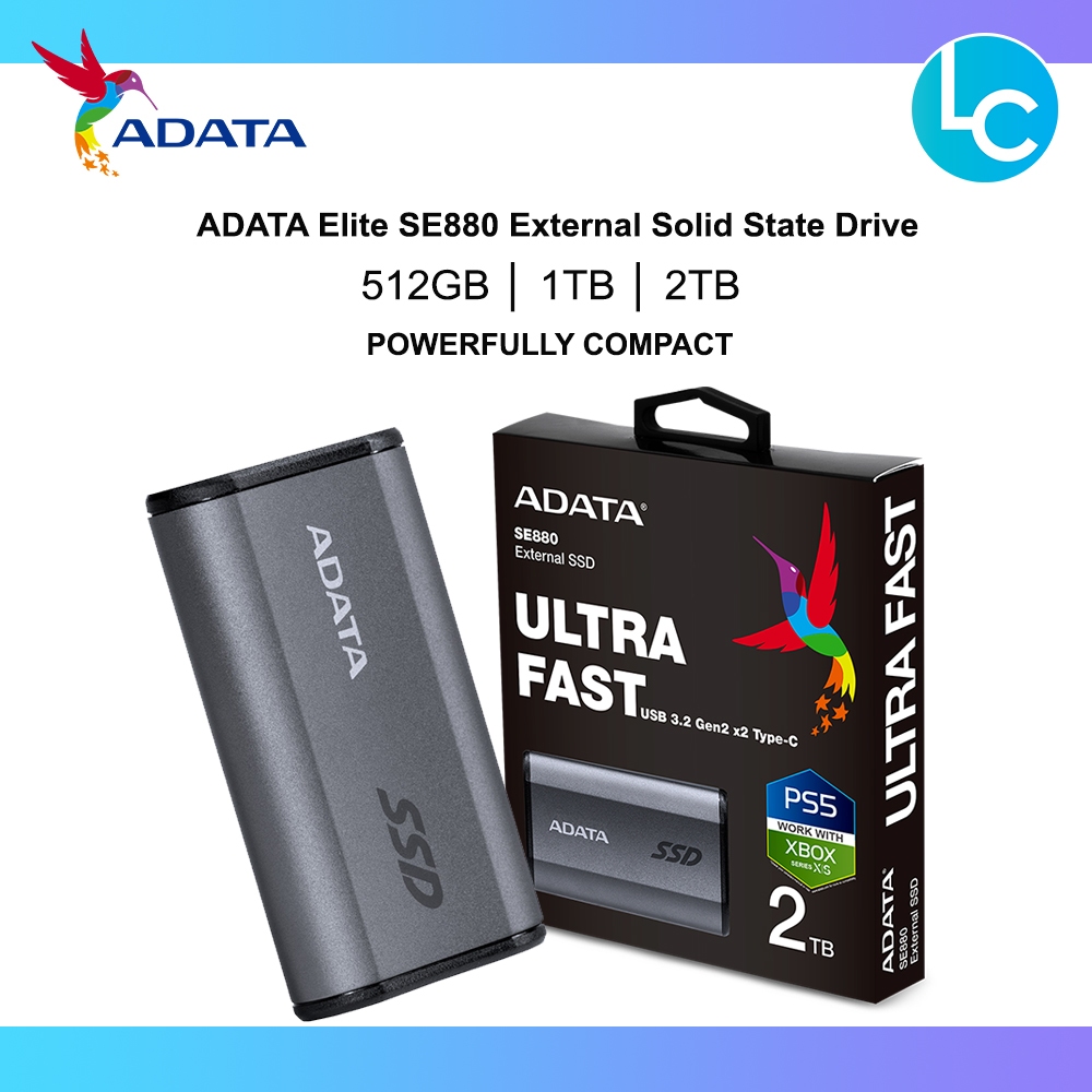 Adata SE880 500GB Pocket Size External SSD, USB Gen2 Type