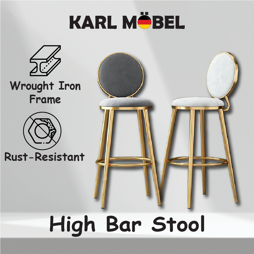 Bar Stool High Bar Chair Kerusi Bar Stool With Backrest Wrought Iron