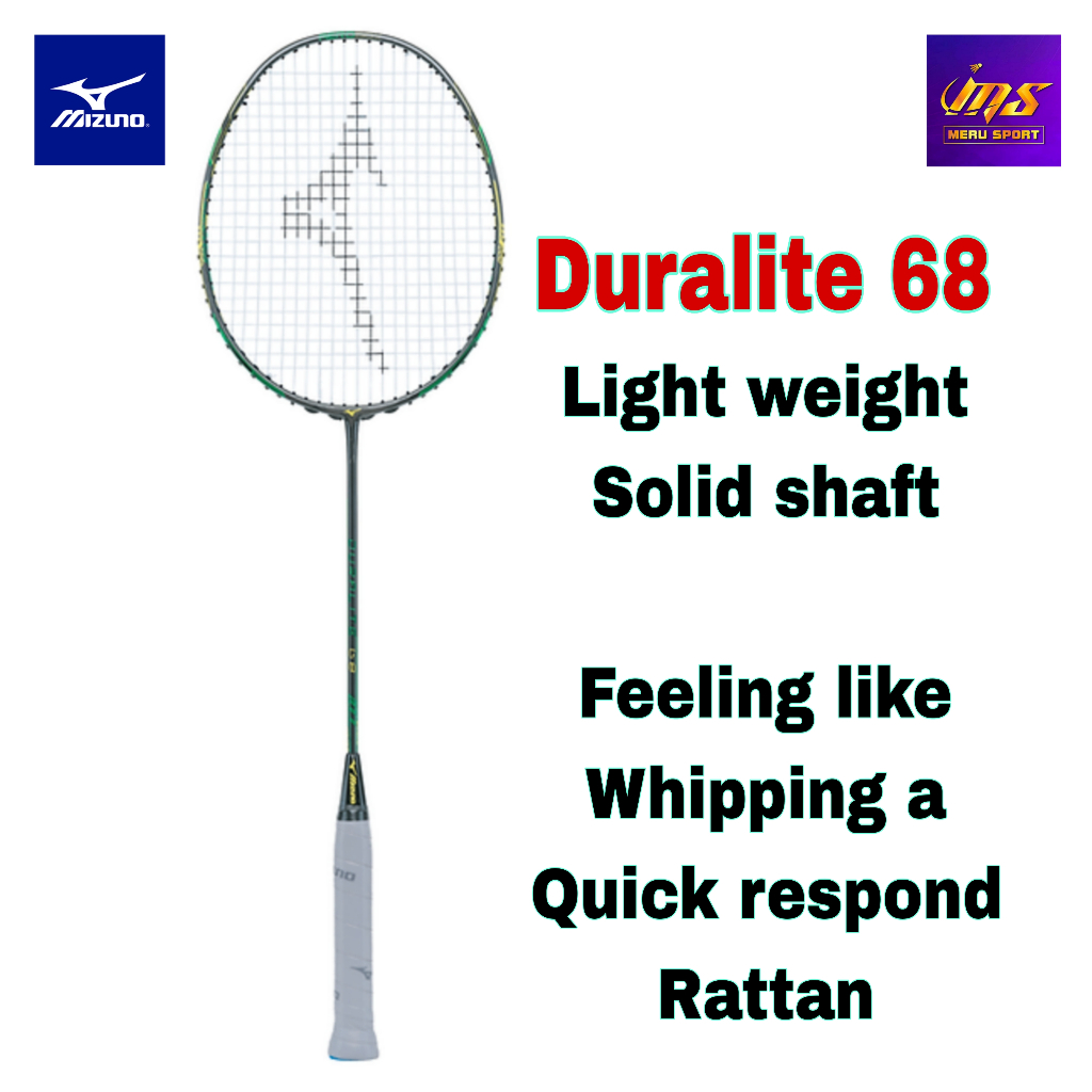 MIZUNO BADMINTON RACKET DURALITE 68 FREE YONEX STRING BG66 BRILLIANT