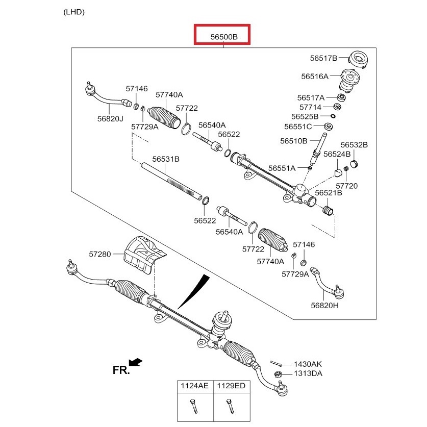 STEERING RACK / STEERING GEAR (GENUINE PARTS) KIA CERATO K3 > 56500