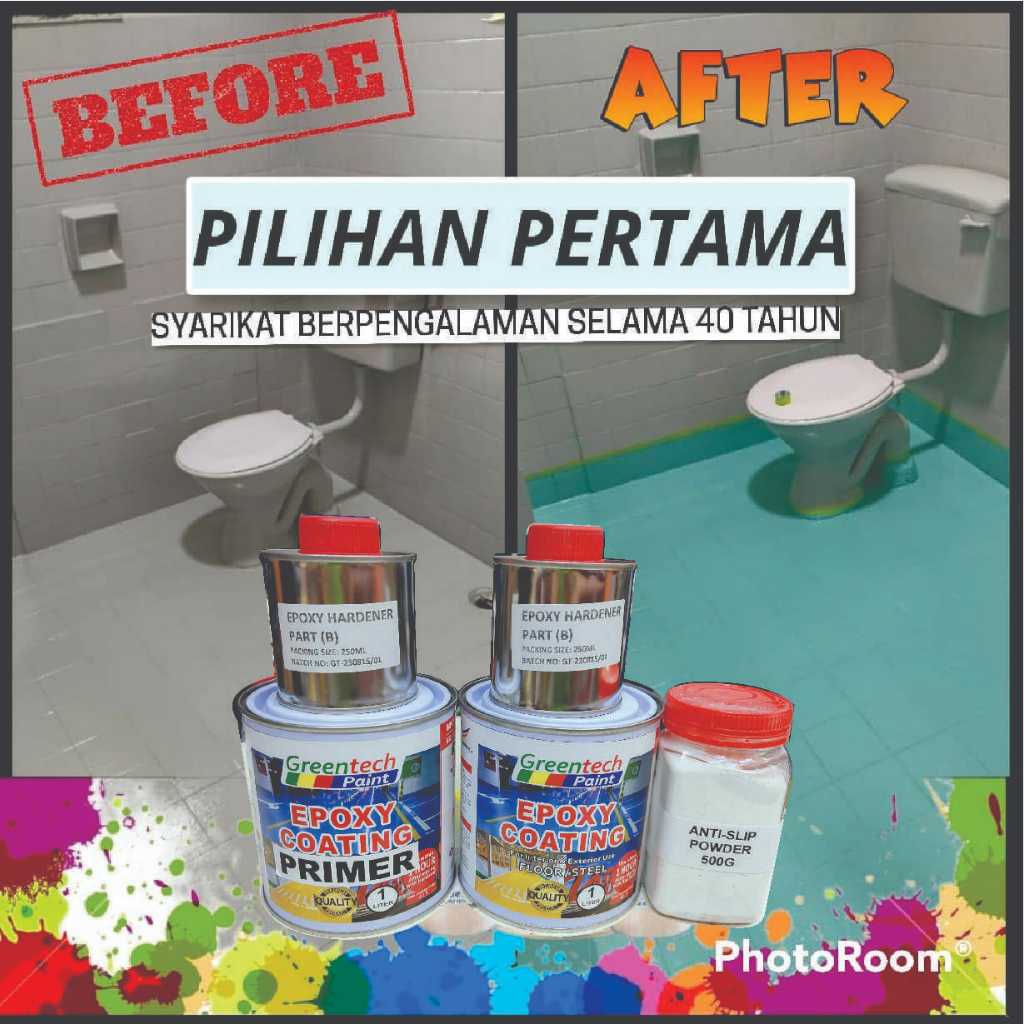 FULL SET Epoxy Floor Coating (FREE Tool Set +1L PRIMER WATERPROOF+1L ...